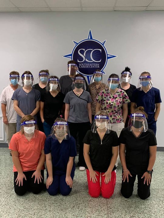 students in scrubs for clinical
